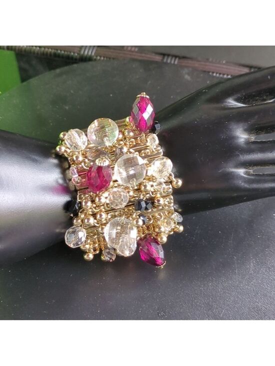 Jewelry - Statement Gold Yone Charms Beaded Bracelet, Stretch